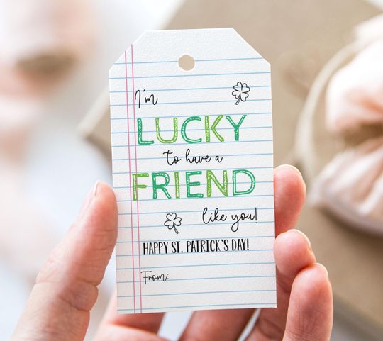 Discover I'm Lucky To Have A Friend Like You Tag, Printable Happy St. Patrick's Day Favor Tags, Notepad Shamrocks Clover St. Patrick's Day Gift Tag