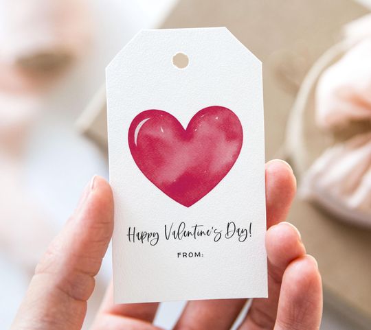 Discover Happy Valentine's Day Tag, Printable Happy Valentine's Day Favor Tags, Simple Minimalist Heart Valentine's Day Gift Tag