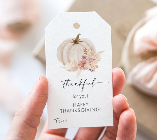 Discover Thankful For You Tag, Printable Happy Thanksgiving Favor Tags, Pumpkin Friendsgiving Hostess Fall Teacher Appreciation Gift Tag