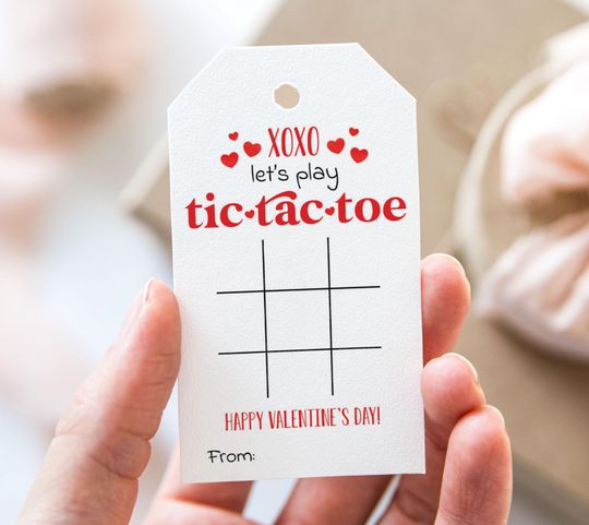 Discover XOXO Let's Play Tic Tac Toe Game Tag, Printable Happy Valentine's Day Favor Tags, Valentine Classroom School Activity Gift Tag