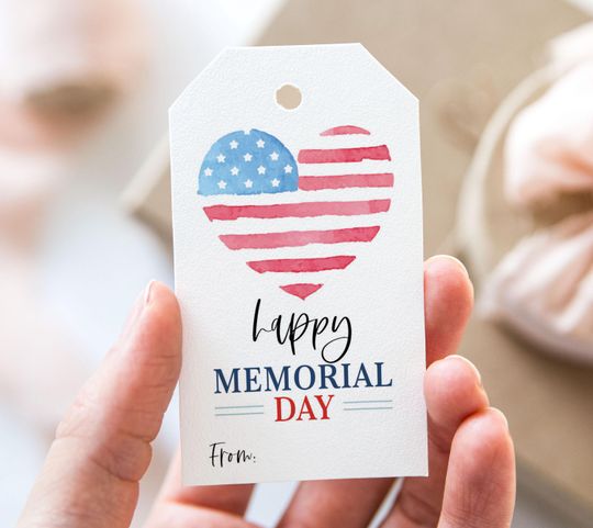 Discover Happy Memorial Day Tag, Printable Happy Memorial Day Favor Tags, Patriotic USA American Flag Gift Tag