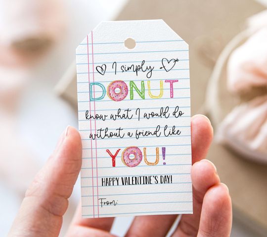 Discover Donut Know What I Would Do Without A Friend Like You Tag, Printable Happy Valentine's Day Favor Tags Notepad Donuts Valentine's Day Gift Tag