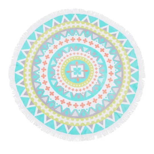 Discover 100% Cotton Terry Velour 150cm Round Beach Towel Throw Blanket Costa Rica Multi