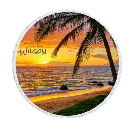 Discover Customized Round Beach Mat Towel Shawl Lunch Mat Microfiber Personal 