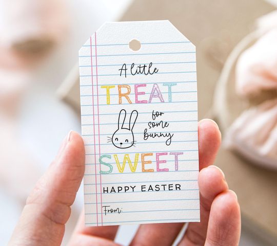 Discover A Little Treat For Some Bunny Sweet Tag, Printable Happy Easter Favor Tags, Notepad Treat For Someone Sweet Easter Gift Tag