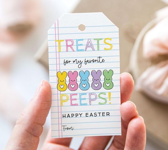 Discover Treats For My Favorite Peeps Tag, Printable Happy Easter Favor Tags, Notepad Sweet Treat Easter Gift Tag