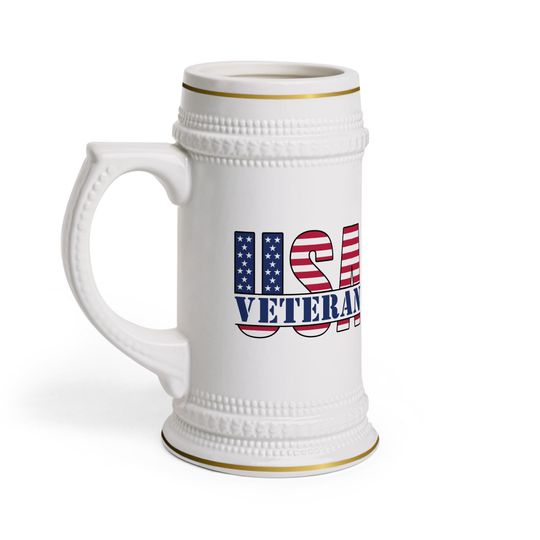 Discover USA Veteran Beer Stein Mug - Perfect Gift for Veterans, Patriotic Celebrations