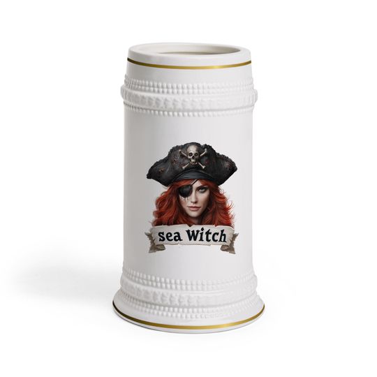 Discover Pirate Inspired Beer Stein Mug, "Sea Witch", Beer Stein, Pirate Root Beer Mug