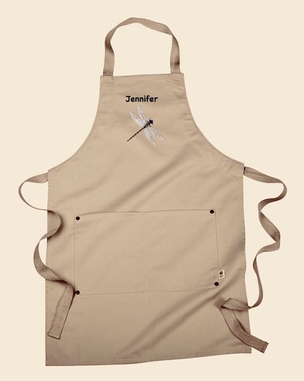 Discover Personalized Embroidered dragonfly apron-Gift for women-Baking apron-Grilling Gift