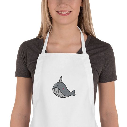 Discover Embroidered Narwhal Apron, Narwhal lover, Narwhal gift, Cute Narwhal, Funny Narwhal, animal apron, dog apron, kawaii, chef gift,Narwhal mama