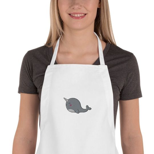 Discover Embroidered Narwhal Apron, Narwhal lover, Narwhal gift, Cute Narwhal, Funny Narwhal, animal apron, dog apron, kawaii, chef gift,Narwhal mama