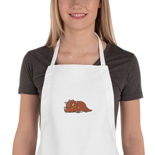 Discover Embroidered Triceratops Apron, Triceratops lover, Triceratops gift, Cute Triceratops, Funny Triceratops