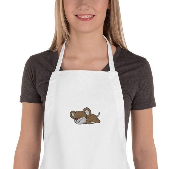 Discover Embroidered Rat Apron, Rat lover, Rat gift, Cute Rat, Funny Rat, animal apron, kawaii, chef gift