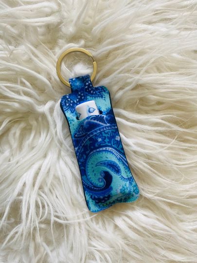 Discover Paisley Print Chapstick Holder Keychain