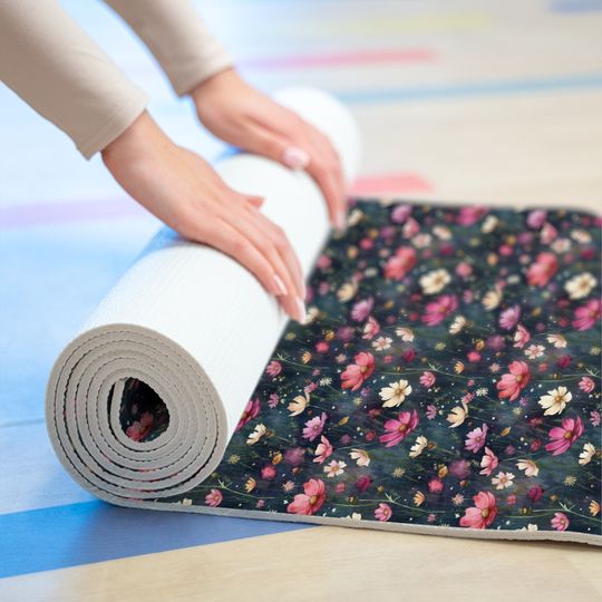 Discover Field of Cosmos Cottagecore Foam Yoga Mat