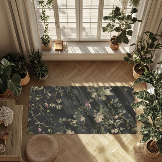 Discover Floral Suede and Rubber Yoga Mat | Dark Boho Floral