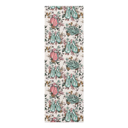 Discover Floral Organs Brain, Heart, Lungs Boho Foam Yoga Mat