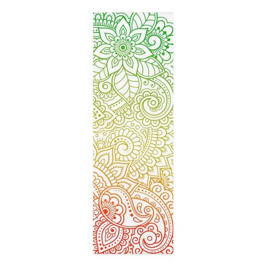 Discover Rainbow Ombre Mandala on White Foam Yoga Mat