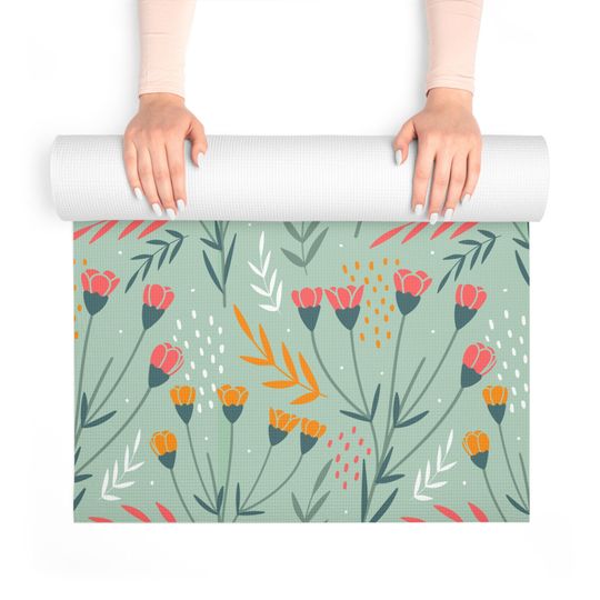 Discover LivelyMint Best Foam Yoga Mat; Lovely Flower in Minty Green