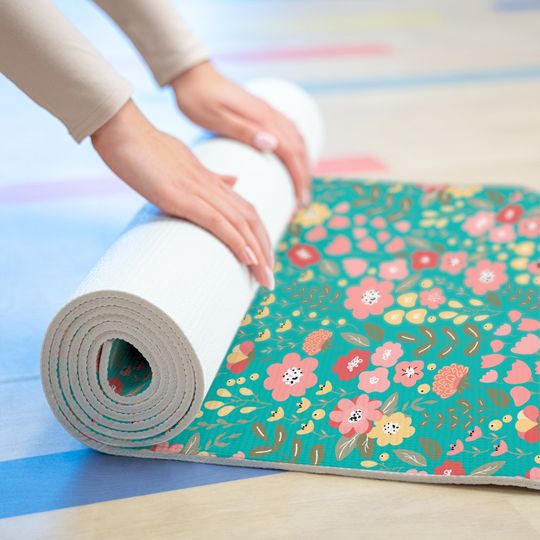 Discover Lively Mint Best Foam Yoga Mat; In the Meadows in Tiffany Blue