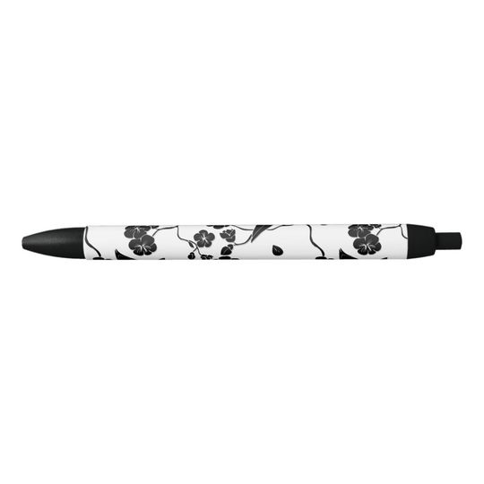 Discover Black and White Pattern Birds on Cherry Blossoms Pen