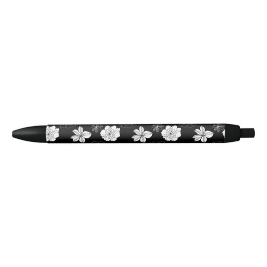 Discover Black & White Floral Pattern Pen