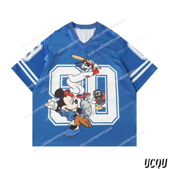 Discover Summer 2025 Children Mickeyy mouse Print Crop Top Mesh Baseball Jersey