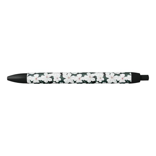 Discover White Tropical Flowers Pattern Pen