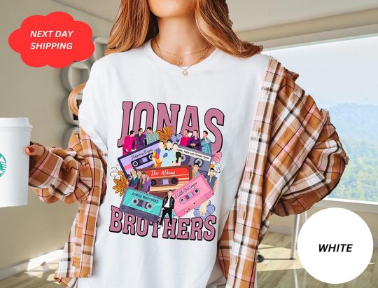 Discover Jonas Brothers Floral Tape Shirt, Retro Cassette Album Tee, Boy Band Graphic Shirt