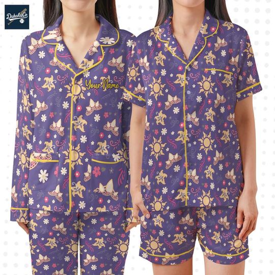 Discover Custom Princess Rapunzell Pattern Pajamas