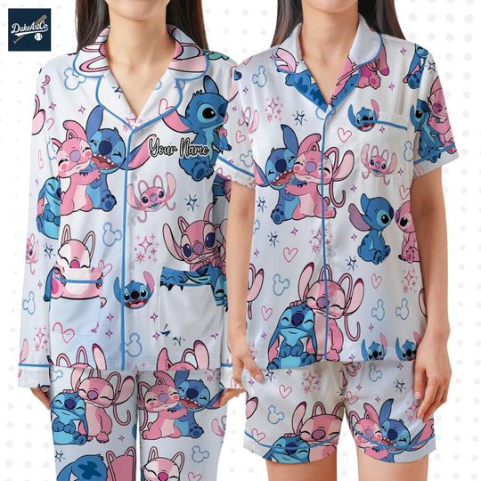 Discover Custom Stitchh And Angel Pattern Pajamas for Girls,