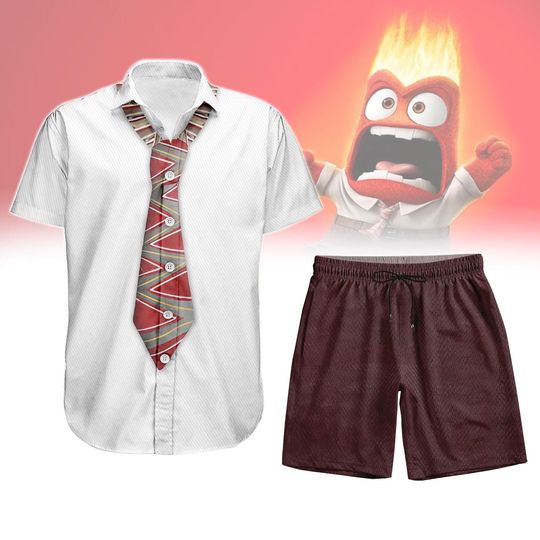 Discover Anger Insidee Outt Button Shirt, Men Shorts, Disneyyy Anger Hawaiian