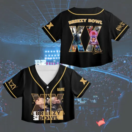 Discover Custom Name Chris Brown Crop Top Jersey, Breezy Bowl XX Tour 2025 Baseball Shirt