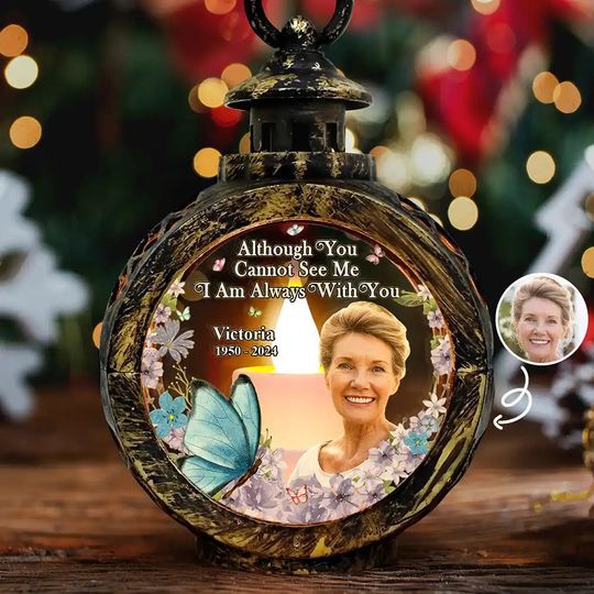 Discover Custom Photo Although You Cannot See Me Memorial - Personalized Candlelight Lantern Ornament