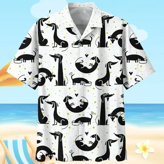 Discover Black And White Dachshund Hawaiian Shirt
