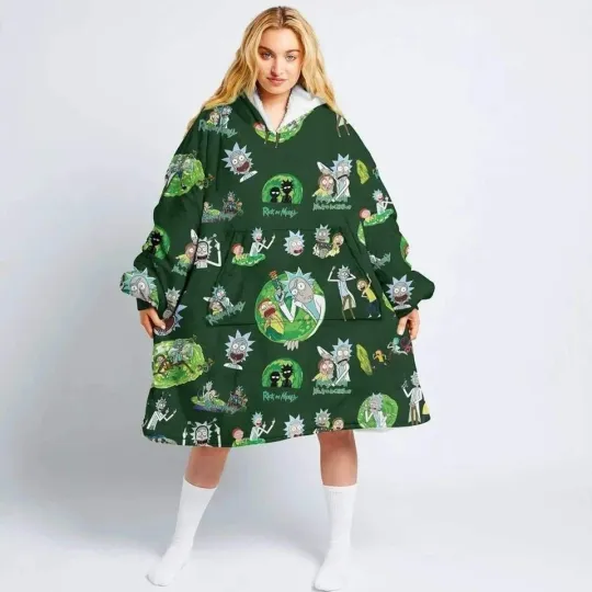 Discover Rick and Rick Wearable Blanket Hoodie, Cozy Oversized Hoodie Cartoon Lounge Wea