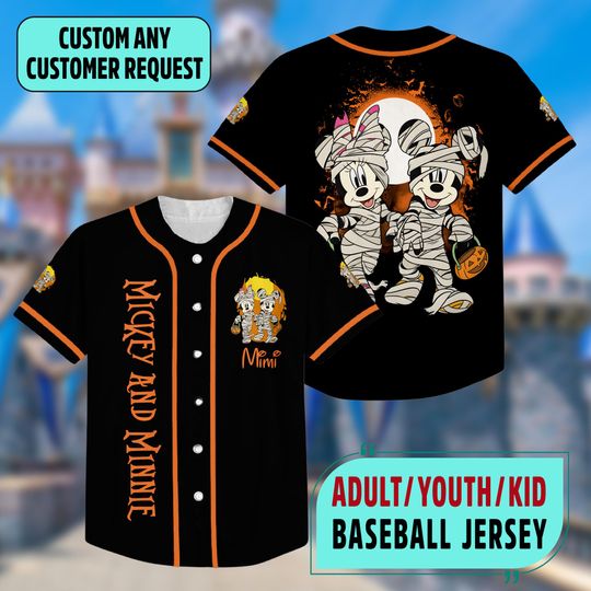Discover Personalized Mickeyy and Minniee Halloween Baseball Jersey