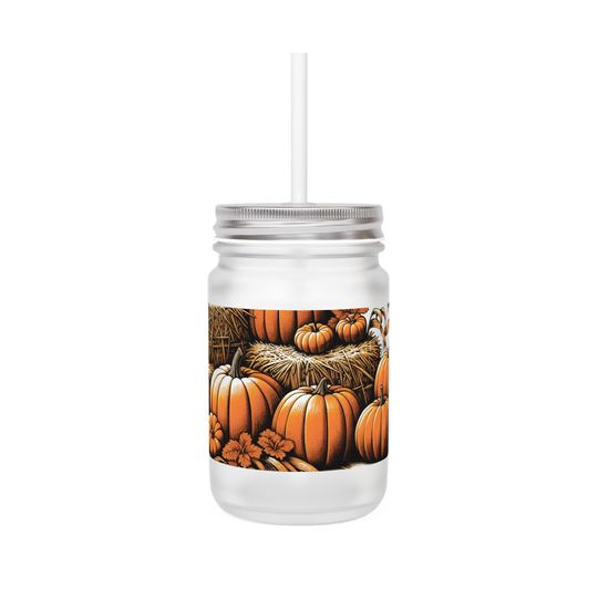 Discover Fall-Themed Mason Jar with Pumpkins | Perfect for Autumn Decor, Harvest Parties