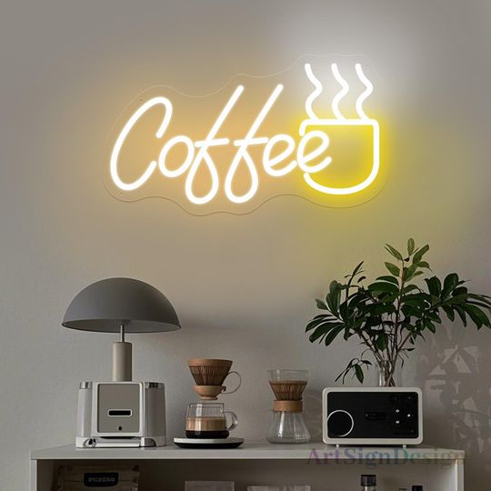 Discover Coffee Cup LED Neon Sign, Custom Coffee Bar Shop Kitchen Home Wall Decoration