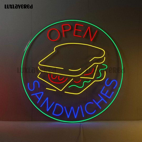 Discover Sandwich Open Neon Sign For Bakery Decor, Sandwich Neon Light, Bakery Led Light, Custom Neon Sign, Cookie Shop Decor, Gift For Cookie Lover
