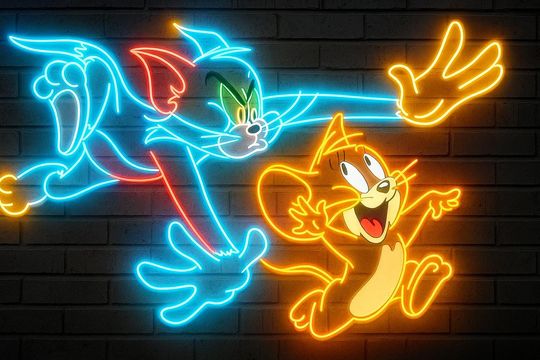 Discover Tom and Jerry Neon Sign  LED Wall Light | Cartoon Decor for Game Room, Lounge, or Kids Room