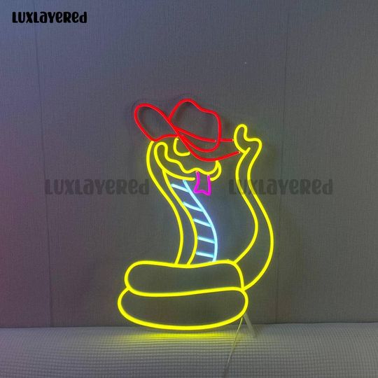 Discover Cowboy Snake Neon Sign For Wall Decor, Funny Snake Neon Light, Cowboy Hat Led Light, Custom Neon Sign, Gift For Cowboy Lover, Gift For Him