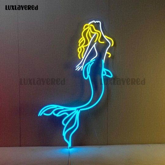 Discover Mermaid Neon Sign For Home Room Decor, Mermaid Neon Light, Custom Neon Sign, Gift For Her, Princess Room Decor, Ocean Led Decor