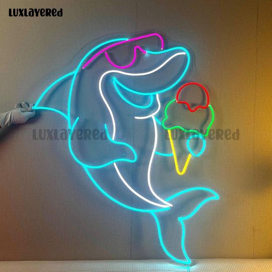 Discover Ice Cream Neon Sign For Shop Decor, Shark Neon Light, Custom Neon Sign, Ice Cream Shop Decor, Gift For Ice Cream Lover