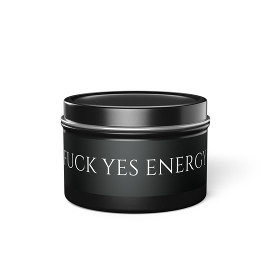 Discover Tin Candles, Small Fuck Yes energy candle gift, positive edgy friend, aromatherapy decor, motivational quote candle, self-care relaxation