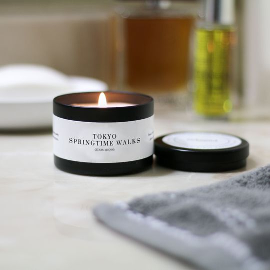 Discover Tokyo Springtime Walks Scented Candle | 3.2oz Coconut Soy Candle Travel Tin | Cherry Blossom Candle | Relaxing Candle | Scented Soy Candle
