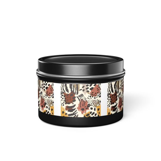 Discover Chic Animal Print Tin Candles - Stylish Home Decor, Relaxation Gifts, Scented Candles for Any Occasion