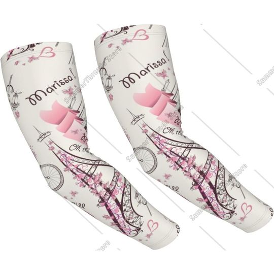Discover Dog and Paris Towe print Adult cooling arm cover with thumb hole protection, fit for outdoor activities