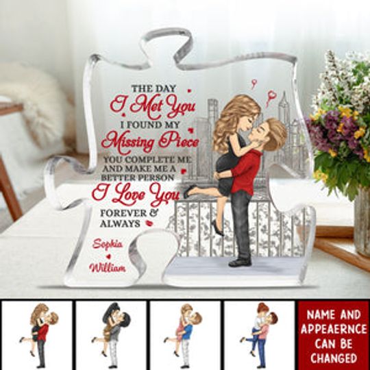 Discover I Love You Forever And Always - Couple Personalized Custom Puzzle Shaped Acrylic Plaque