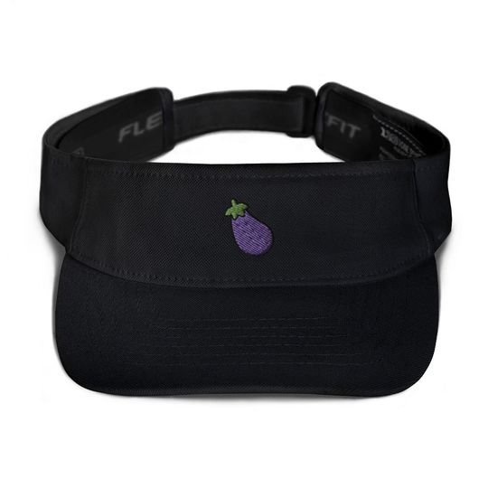 Discover Eggplant Embroidered Visor, Premium Summer Visor,  Adjustable Beach Sun Hat